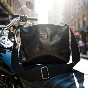 DKNY Shiny Black Women’s Messenger Bag and wallet